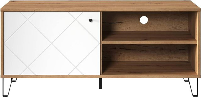Trendteam TV-Lowboard Touch in Weiß Matt mit Eiche Artisan Nachbildung, B/H/T: 123 x 56 x 40 cm - Bild 1