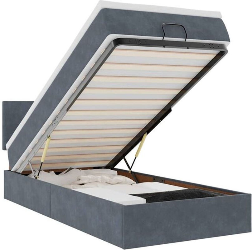 Vidaxl Ottoman Polsterbett mit Matratze aus Samt und Metall in Grau B/T/H: 80 x 200 x 78 cm - Bild 1