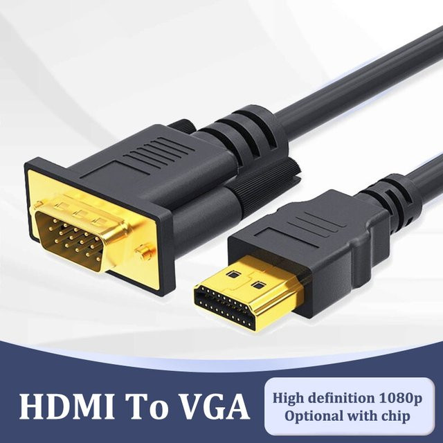 SD&HI HDMI auf VGA Adapter Konverterkabel in Schwarz mit Full HD 1920 x 1080P, Länge: 1,8 m - Bild 1