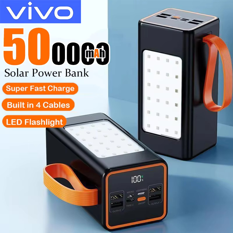VIVO Solar-Powerbank mit 50000 mAh Kapazität, 120 W Schnellladung und USB-C, Farbe: Weiß - Bild 3