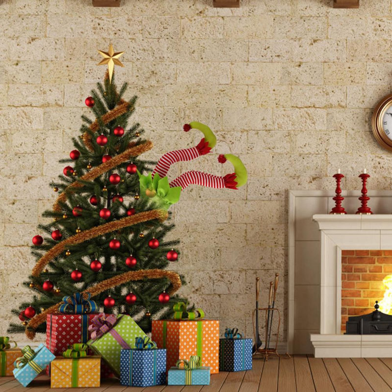 TOMTOP JMS Weihnachtself als hängende Weihnachtsdekoration aus Textil, mehrfarbig - Bild 2