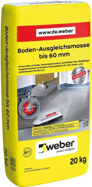 Weber Boden-Ausgleichsmasse bis 60 mm, 20 kg - Bild 1