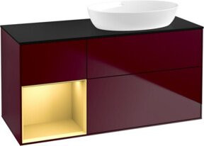 V&B Waschtischunterschrank Finion Wandbeleuchtung in Platin Blau lackiert, Breite: 120 cm, Tiefe: 50,1 cm, Höhe: 50,1 cm - Bild 1