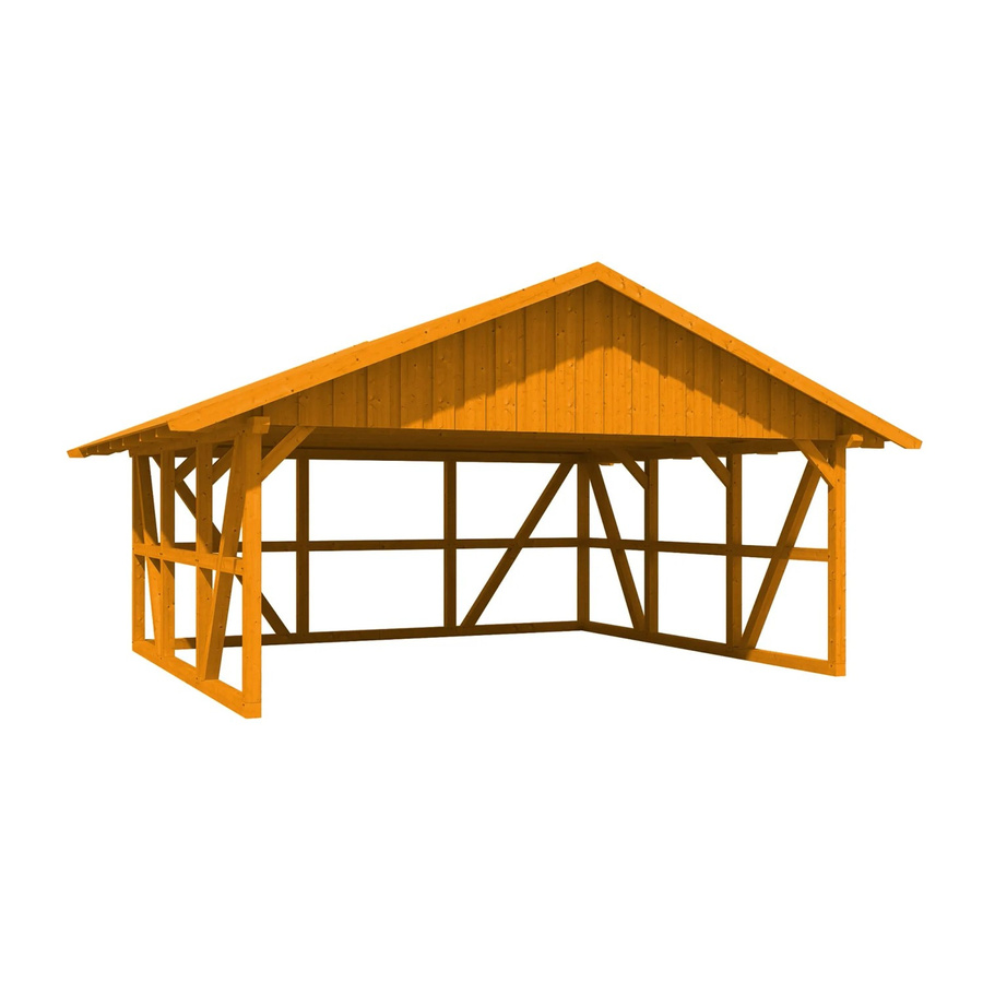 Skan Holz Carport Schwarzwald aus Fichtenholz mit Dachschalung und Rückwand in Eiche Hell, B: 684 cm, T: 600 cm - Bild 2