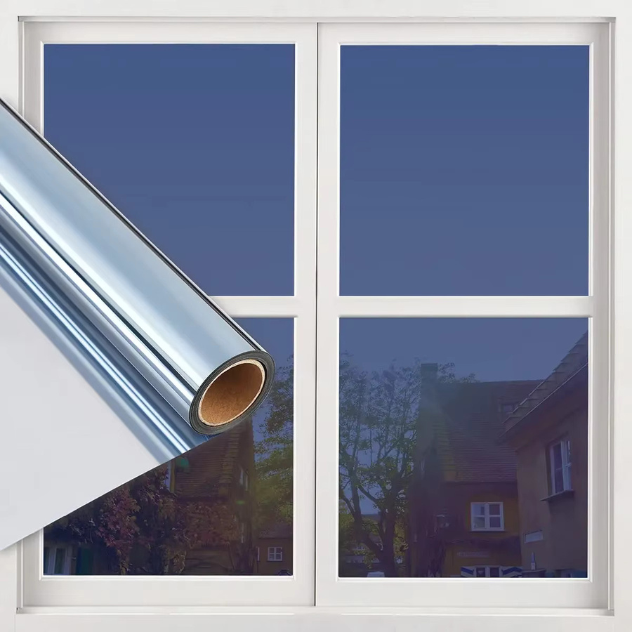 AFDB Einweg-Spiegelfolie für Fenster in Blau und Silber als Sichtschutz, Sonnenschutz und UV-Schutz zur Wärmeregulierung - Bild 2