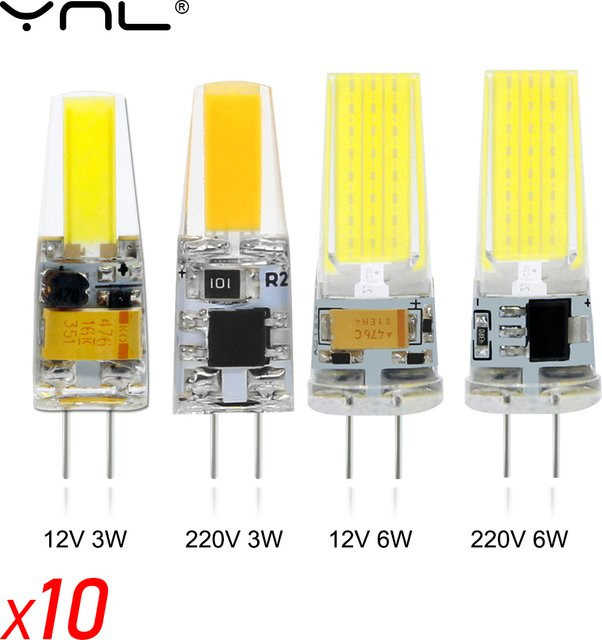 10er Set YNL G4 COB LED Lampen, dimmbar, Kaltweiß, AC/DC 12V-220V, für Kronleuchter und Scheinwerfer - Bild 1
