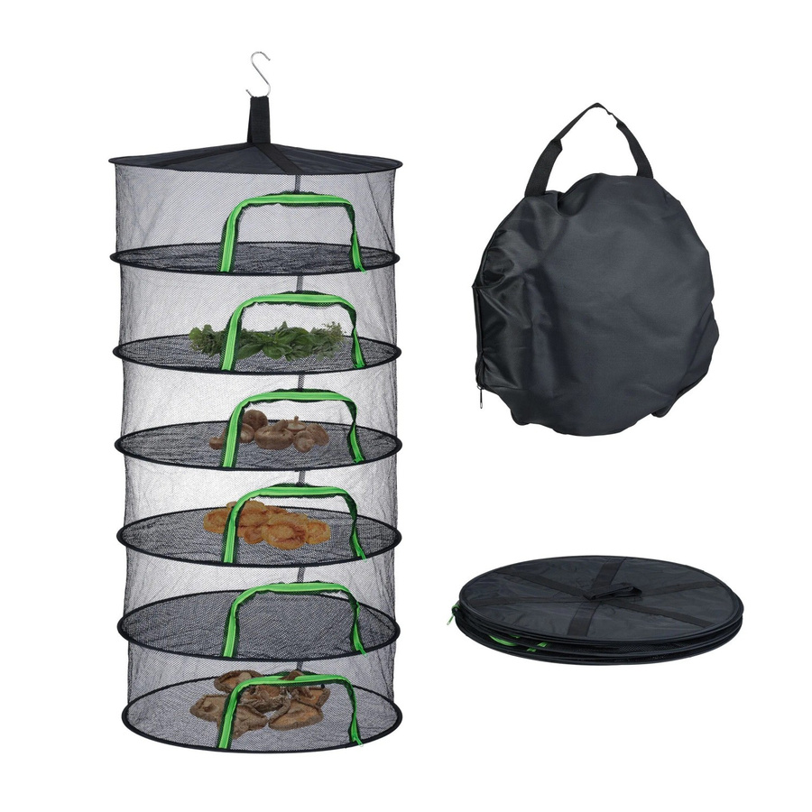 Relaxdays Trockennetz aus Polyester, faltbar, 6-lagig, Schwarz-Grün, B: 120 cm, T: 60 cm - Bild 2