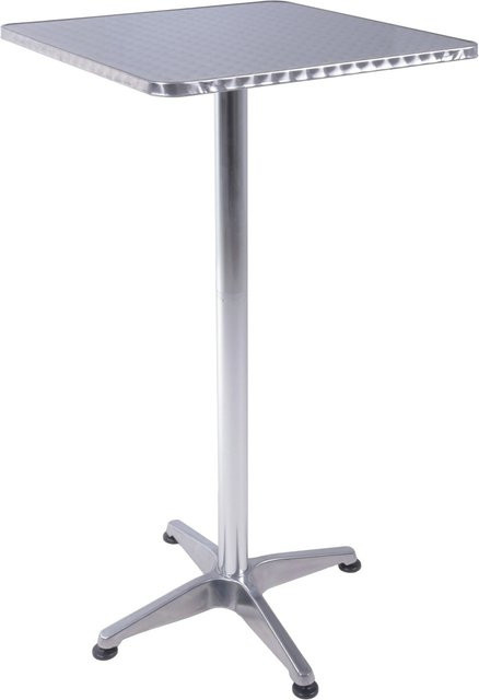 DELUKE IVAR Stehtisch quadratisch mit Aluminium- und Edelstahlgestell in Silber, B/T/H: 110 x 60 x 60 cm - Bild 1