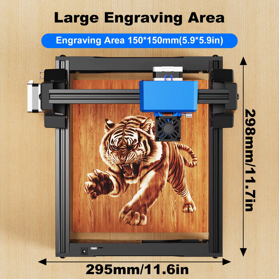 Laservii L1 Mini 3W Lasergraviergerät in Blau mit 150 x 150 mm Arbeitsbereich für Holz, Acryl und Leder - Bild 3