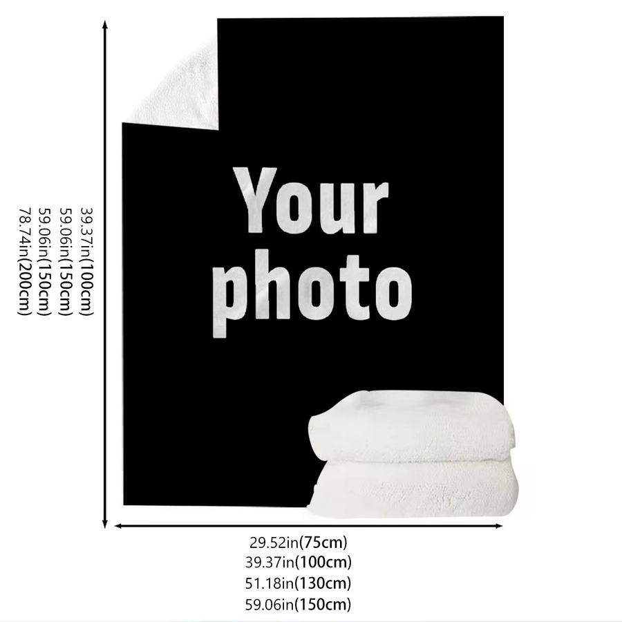 Personalisierte Winter-Flanell-Fotodecke von SRH, weiche Plüsch-Fleece-Decke mit eigenem Bild in Schwarz - Bild 5