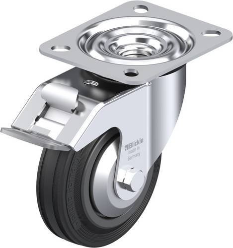 Blickle Lenkrolle LE-VPP 100G-FI-FA mit Feststeller in Schwarz und Silber, Rad-Durchmesser: 100 mm, Tragfähigkeit: 70 kg - Bild 1