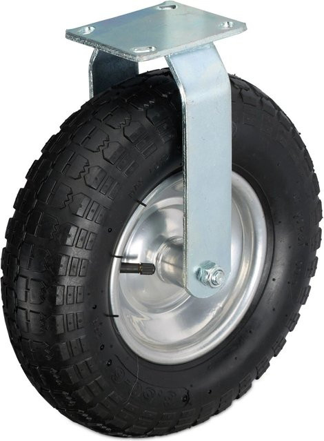 Relaxdays Bockrolle aus Stahl und Gummi in Schwarz und Silber, luftbereift, Durchmesser: 35 cm - Bild 1