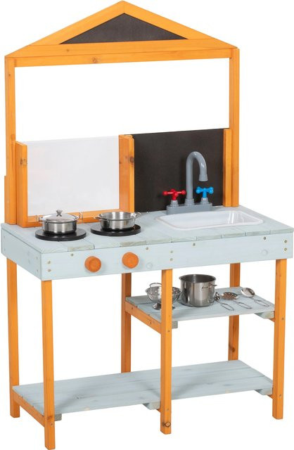 Aosom Matschküche Kinder Outdoor Spielküche Holz, Hellblau, ab 3 Jahre - Bild 1