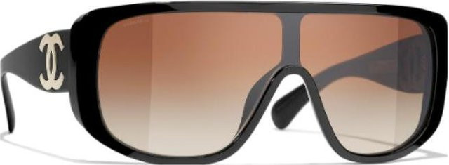 CHANEL Sonnenbrille Schläfenlogo, Vollrand, Square, Acetat, Damen, Schwarz - Bild 1