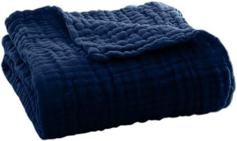 Atmungsaktive Musselin Decke von Changbaixin in Dunkelblau, einfarbiger Baumwoll-Sommerüberwurf für Sofa und Bett, Breite: 100 cm - Bild 1