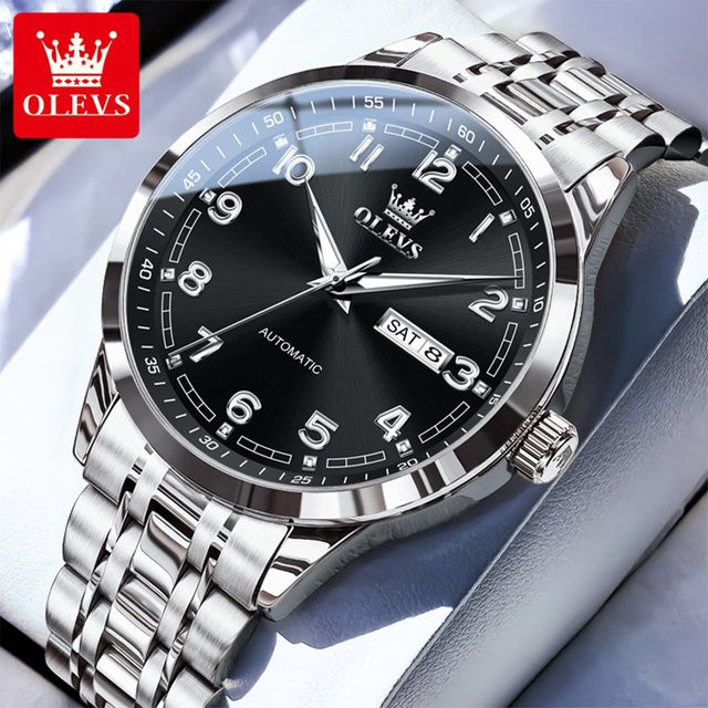 OLEVS Armbanduhr Automatik, Edelstahl, Gold, Herren - Bild 1