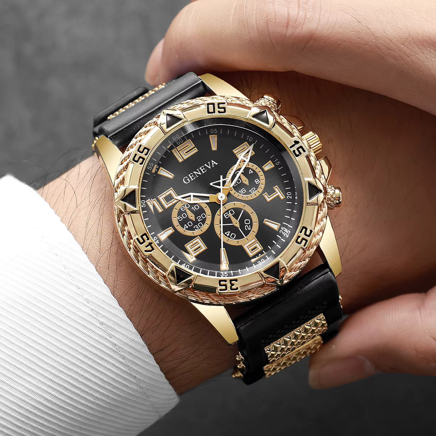 RUNERR Armbanduhr, Quarz, Silikon, Herren, Gold - Bild 3