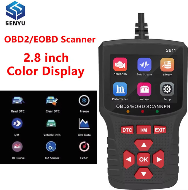 JFIND S611 OBD EOBD Codeleser Scanner Auto-Diagnosegerät in Schwarz - Bild 1