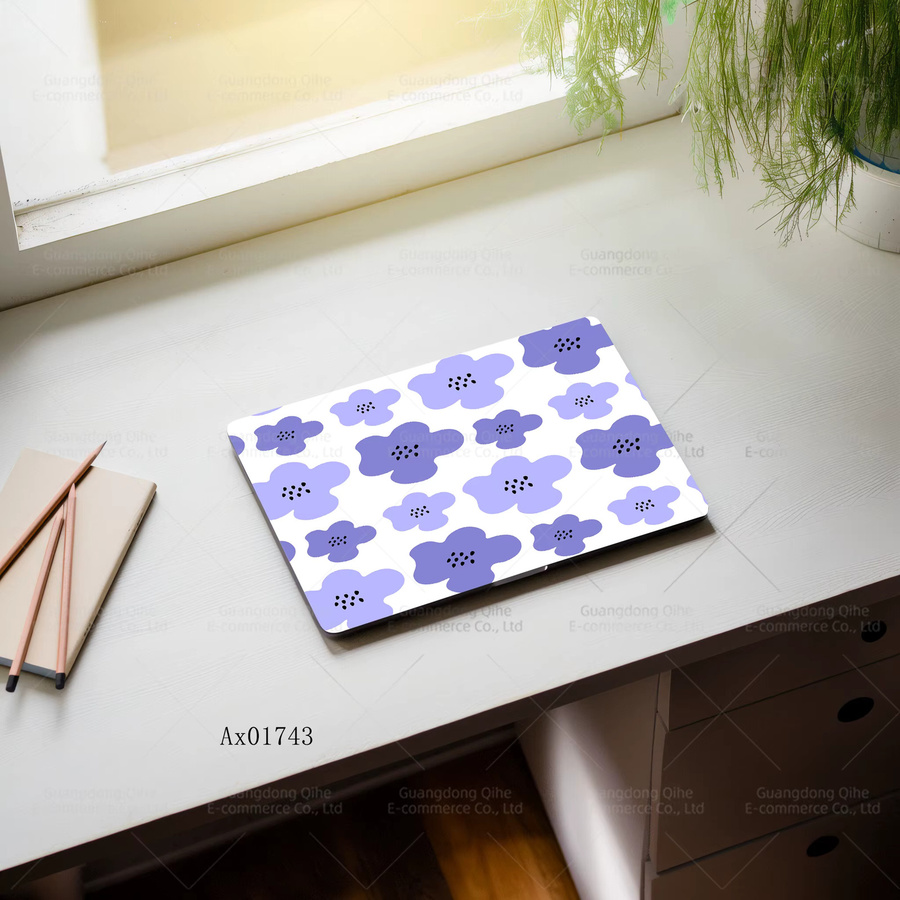 2 Stück Laptop-Aufkleber mit Gänseblümchen-Blumenmuster in Lila, abziehbare und selbstklebende Notebook-Skin Cover für MacBook und andere Laptops - Bild 2