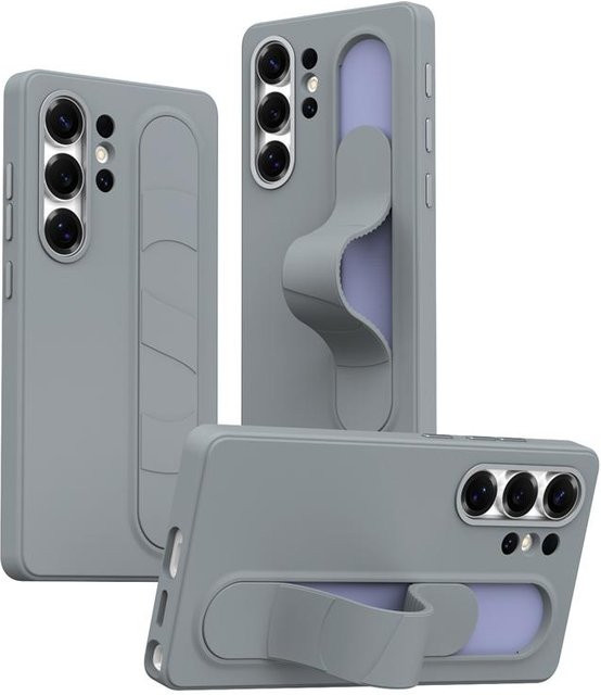 Samsung Galaxy S25 S24 Ultra Schutzhülle mit Smart Control Armband Griff und Ständer aus TPU in Schwarz, Lila, Grau oder Blau - Bild 1