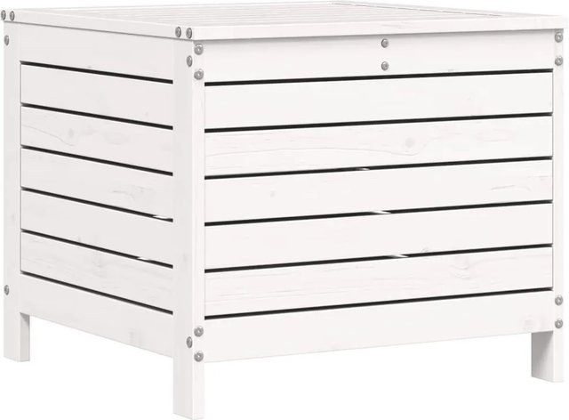 vidaXL Gartenhocker aus massivem Kiefernholz in Weiß mit Latten-Design, B/T/H: 62 x 63,5 x 53,5 cm - Bild 1