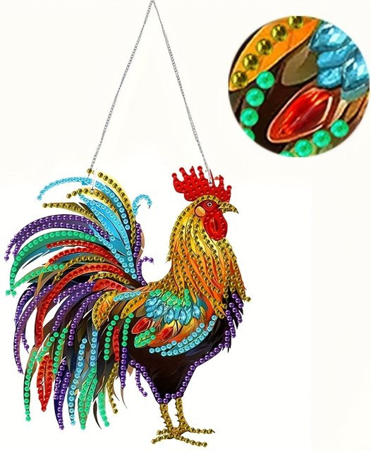DIY Acryl-Diamantmalerei-Set mit Tiermuster als dekorativer Anhänger in Weiß und Multicolour - Bild 1