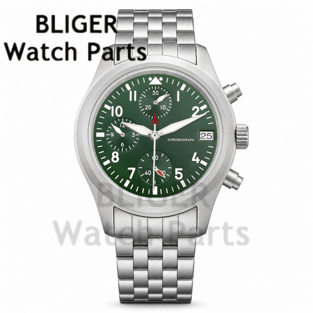 Bliger Chronograph, Edelstahl, Grün, Saphirglas, 38 mm, Herren - Bild 1