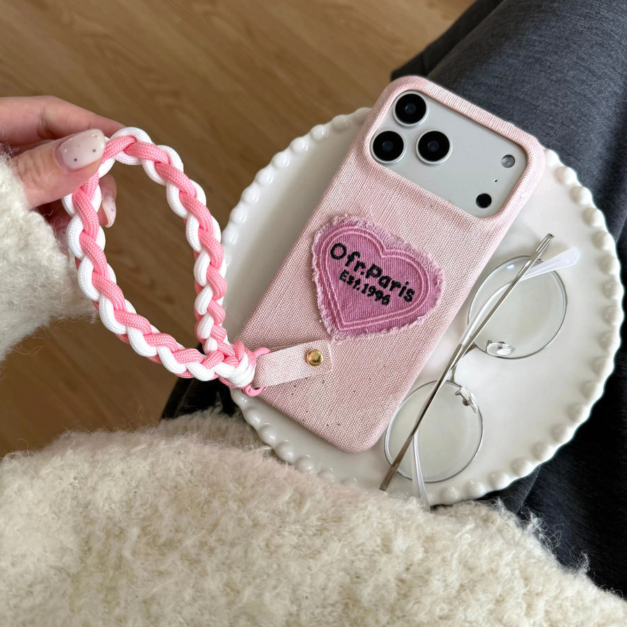 Cowboy Love PU-Leder-Handyhülle mit Handschlaufe für iPhone 17, 16, 15, 14, 13, 12 Pro und Pro Max in Weiß - Bild 2