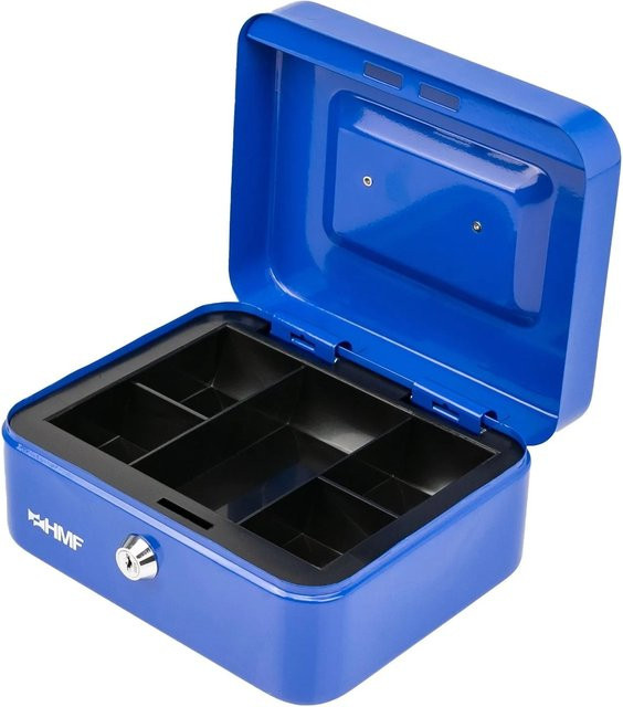 HMF Geldkassette mit Münzeinsatz und 5 Münzfächern abschließbar Blau B/T/H: 20 x 16 x 9 cm - Bild 1
