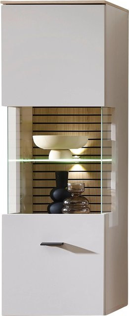 Premium Living Hängevitrine Memphis in Eichefarben und Kaschmir mit Glastüren und Soft-Close-Funktion, B/T/H: 124 x 40 x 36 cm - Bild 1