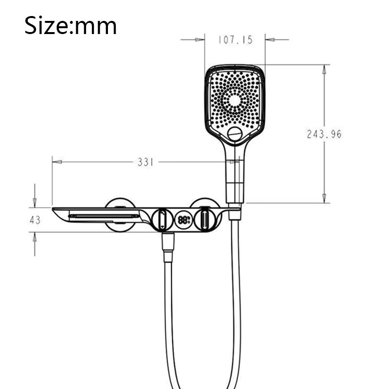 Kemaidi Smart Duschsystem mit digitalem Display und TapTwo-Funktion, Wandmontierte Duscharmatur Set in Silber - Bild 4