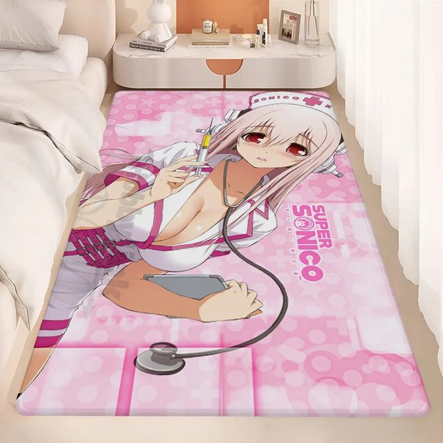 VIKAMA Dekorativer Teppich im Anime-Stil, Rosa, Rechteckig - Bild 1