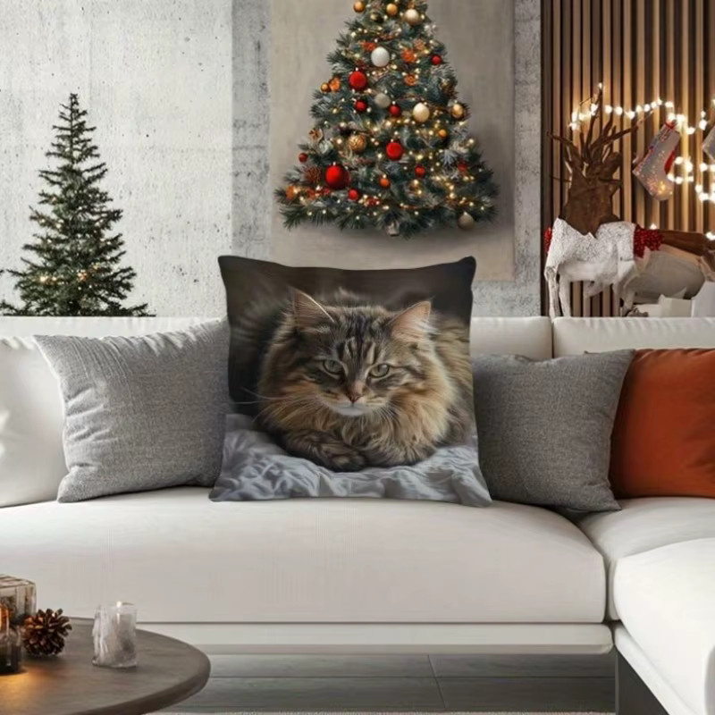 VIKAMA Maine Coon Katzen Kissenbezug, Mehrfarbig, Breite: 30 cm, Höhe: 30 cm - Bild 3