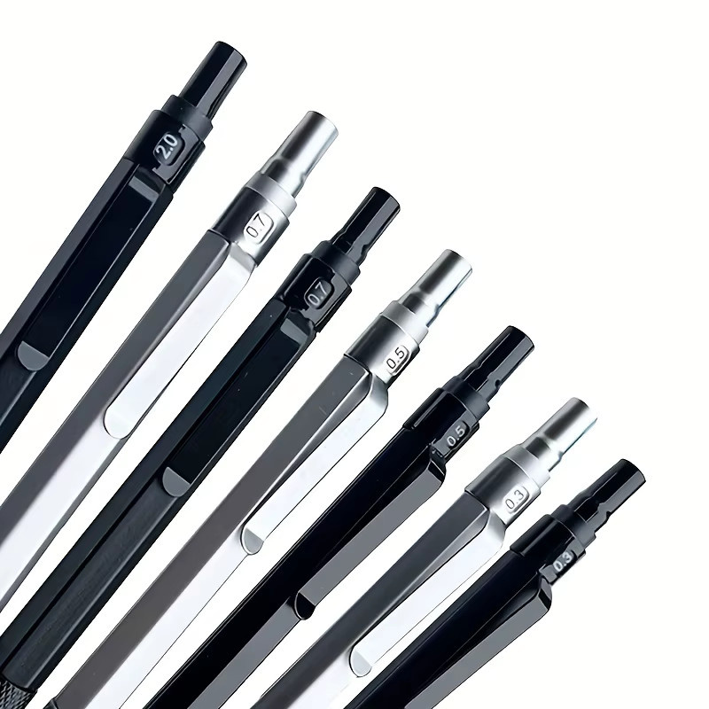 JOMPENS Metall Druckbleistift für Kunst und Büro in Silber oder Schwarz mit 0,3 mm bis 2,0 mm Minenstärke - Bild 5