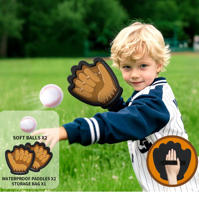 heyfon Tragbares Wurf- und Fangspiel-Set, klebrige Bälle, Baseball-Trainingshandschuh, ab 3 Jahren - Bild 4