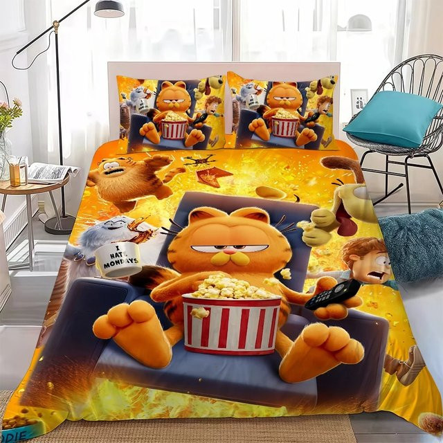 ZJMZF Garfield Bettwäsche-Set aus Polyester in Orange, Breite: 90 cm, Länge: 200 cm - Bild 1