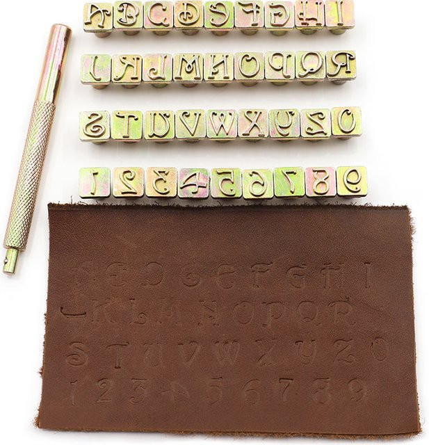 QJH Leder-Alphabet- und Zahlenstanz-Set für manuelles Lederhandwerk und Lederdruck - Bild 1
