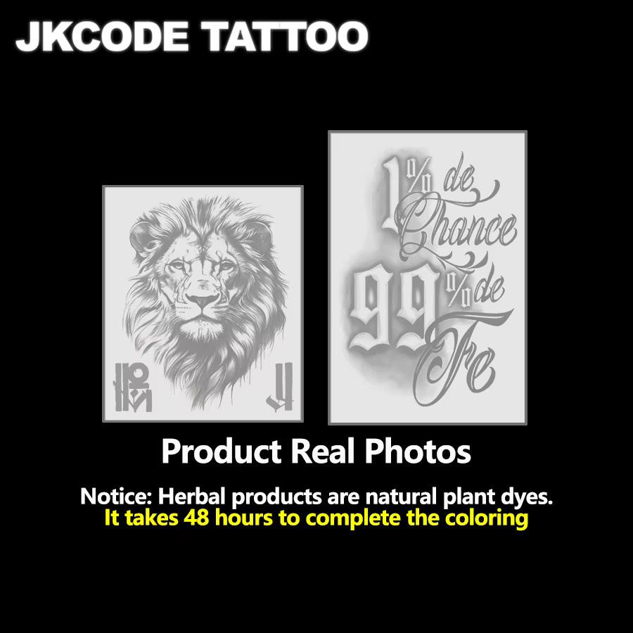 JKCODE TATTOO 2-teiliges Set temporäre Tattoo-Aufkleber, Löwenmuster - Bild 4