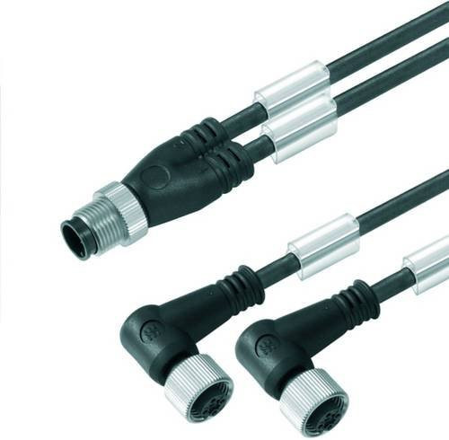 Weidmüller Sensor-Aktor-Steckverbinder M12 konfektioniert, Stecker gerade und Buchse gewinkelt, Schwarz, Länge: 5,00 m - Bild 1