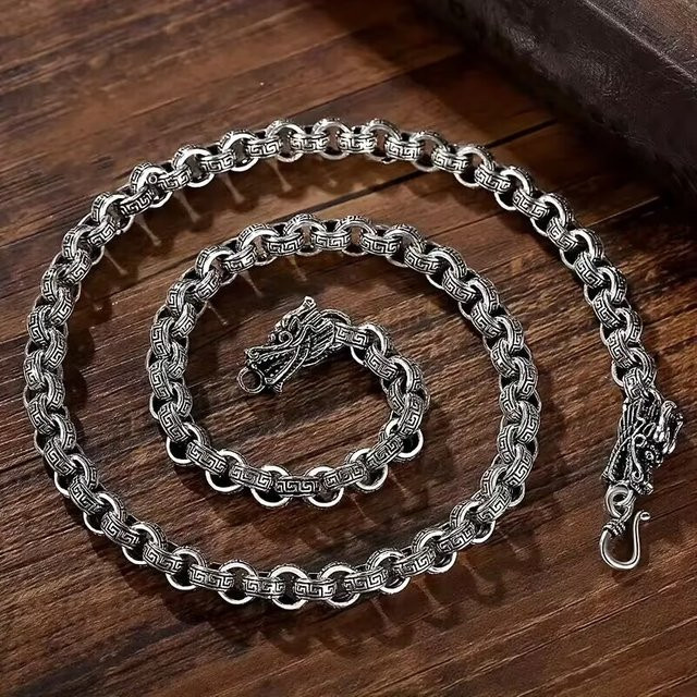 GINSTONELATE Halskette, 925 Silber, Drache, 60 cm, Unisex - Bild 1