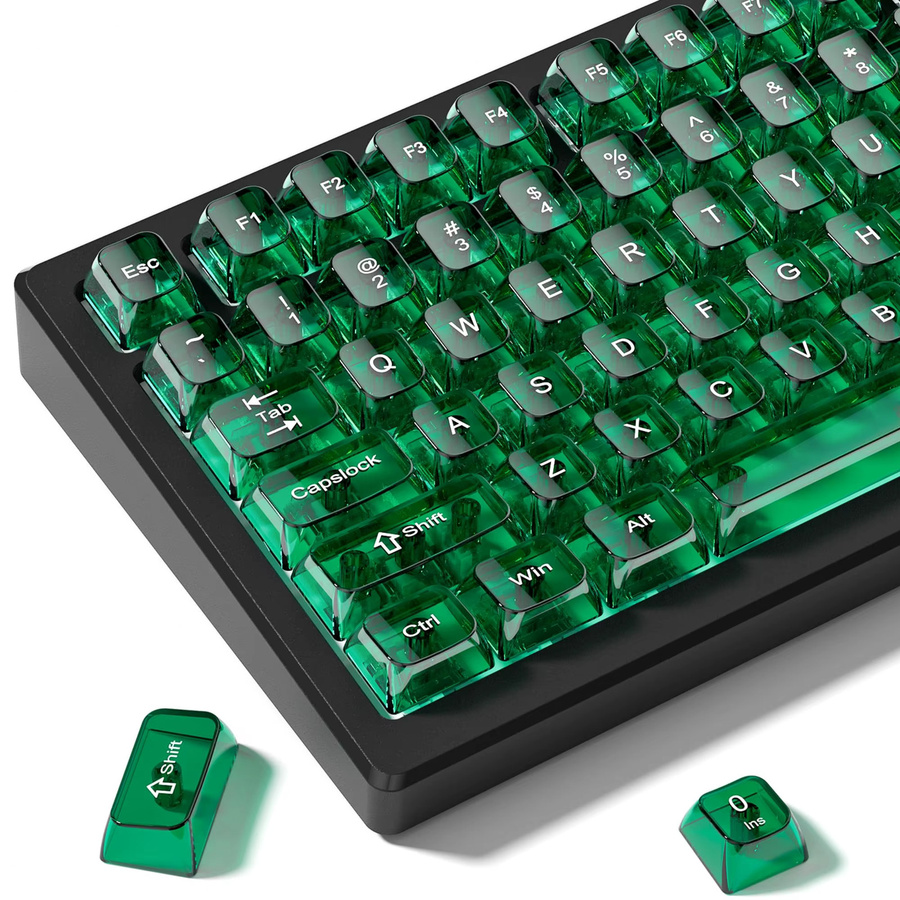 Transparente PC-Tastenkappen im MDA-Profil mit 115 Tasten in Tinte Grün für mechanische Gaming-Tastaturen mit RGB-Hintergrundbeleuchtung - Bild 5