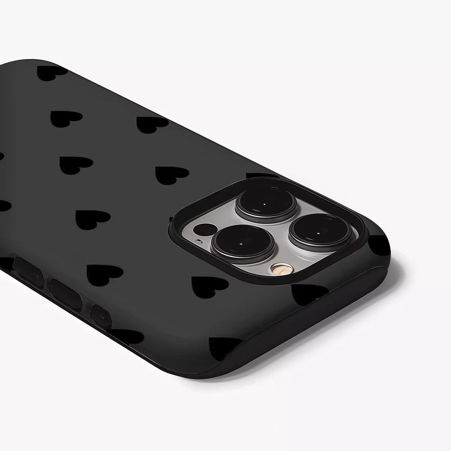 Potdemiel Handyhülle mit Herzgitter Design für iPhone 17 16 15 14 13 Pro Max Plus, Anthrazit, robuste Doppelschicht-Hülle - Bild 3