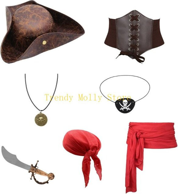 N5KB Piraten-Rollenspielset, 7-teiliges Set, mit Bandana - Bild 1