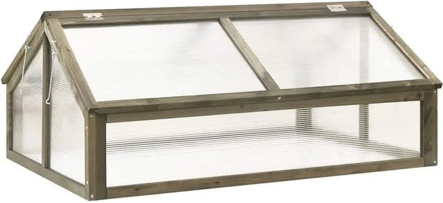 vidaXL Gewächshaus aus Holz in Grau mit Giebeldach für den Gemüsegarten, B/T/H: 114 x 80 x 50 cm - Bild 1