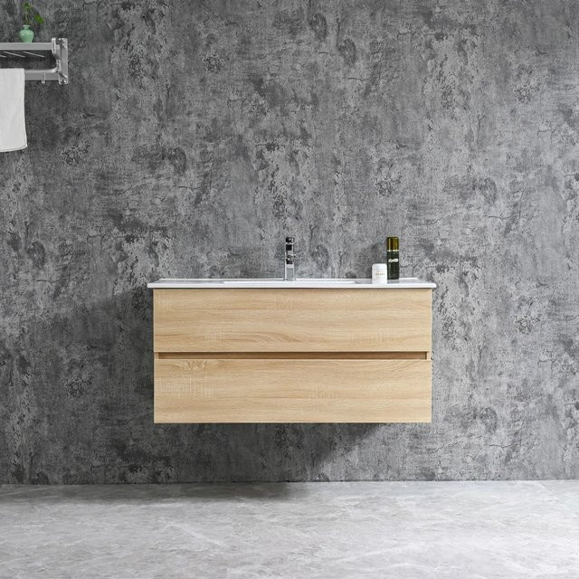 Sanotechnik Einzelwaschtisch Corbo in Braun mit Softclose, Breite: 100 cm - Bild 1