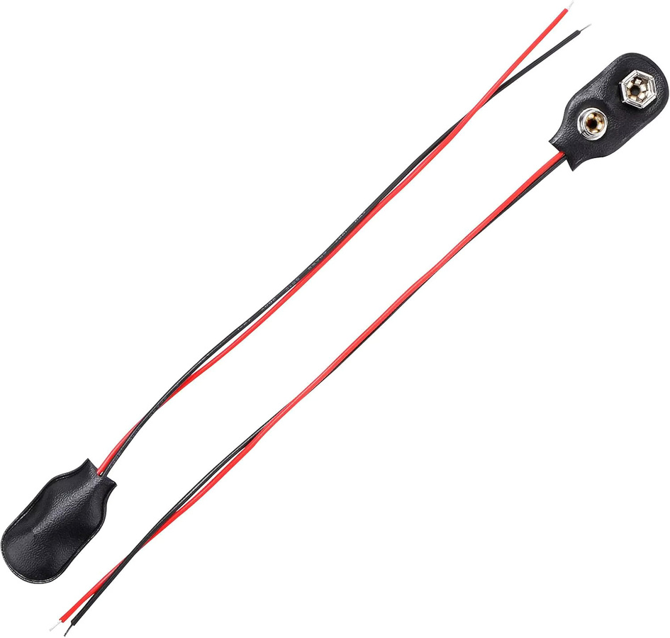 9 V Batterie-Clips mit 2-Draht-Kabel als Verbindungsstecker in Schwarz und Rot, Länge: 10 cm - Bild 2