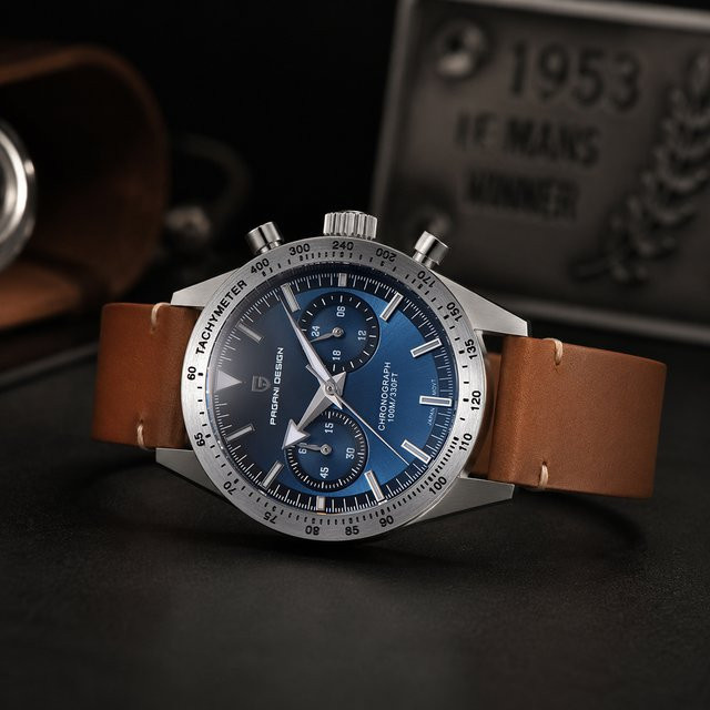 PAGANI DESIGN Chronograph, Quarz, Edelstahl, Lederarmband, Herren - Bild 1