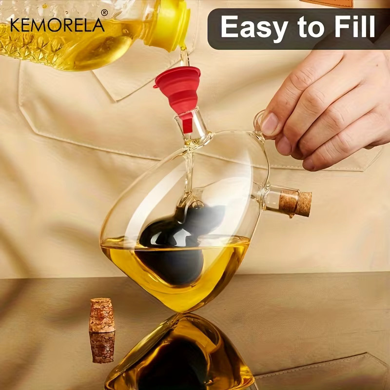 KEMORELA Spenderflasche aus Glas mit Korkstopfen, transparentes Ölglas mit ergonomischem Griff für Olivenöl und Essig, 350 ml - Bild 5