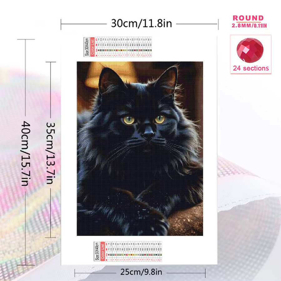 Momoart DIY Diamant Mosaik Set Schwarze Katze als Wanddekoration B/H: 30 x 20 cm - Bild 2