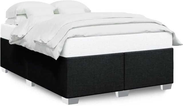 vidaXL Bettgestell gepolstert in Schwarz mit Stoffbezug, B/T/H: 140 x 190 x 46 cm - Bild 1